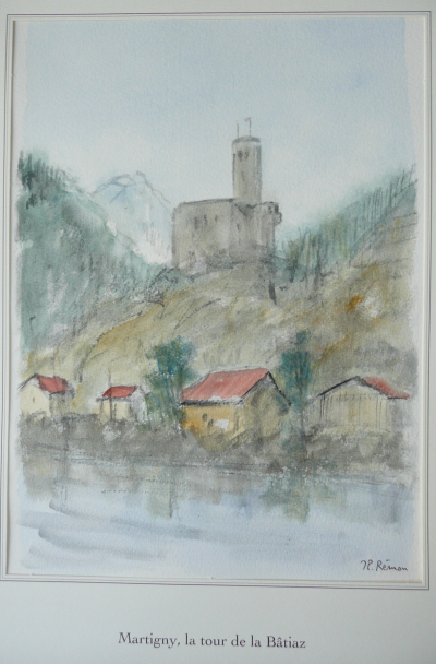 Jean Pierre REMON - Martigny, la Tour de la Bâtiaz, 2008 - Aquarelle signée 2