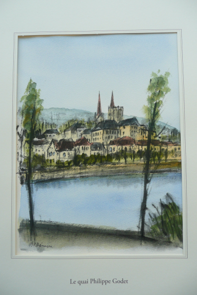 Jean Pierre REMON - Le quai Philippe Godet, 2010 - Aquarelle signée 2