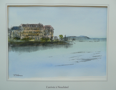 Jean Pierre REMON - L’arrivée à Neuchâtel, 2010 - Aquarelle signée 2