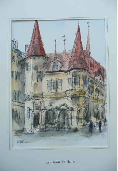 Jean Pierre REMON - La maison des Halles, 2010 - Aquarelle signée 2