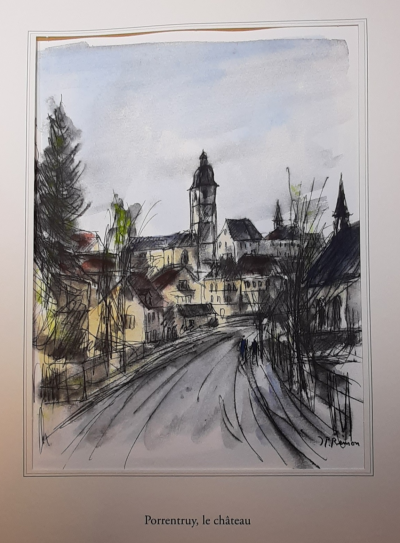 Jean Pierre REMON - Porrentruy, le château, 2011 - Aquarelle signée 2