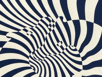 Victor VASARELY - Zèbres sur fond bleu, 1975 - Sérigraphie originale signée dans la planche 2
