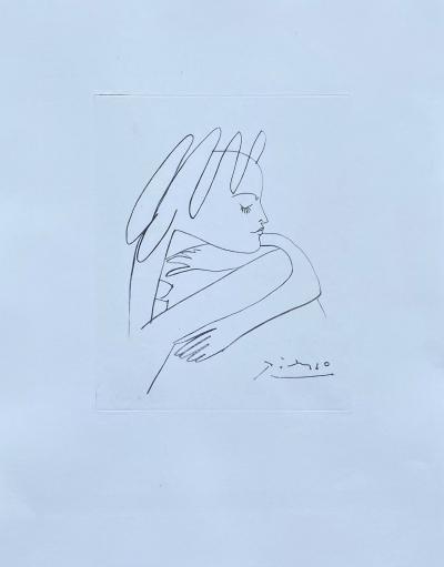 Pablo PICASSO - Woman profile, 1954  - Etching signed in the plate 2