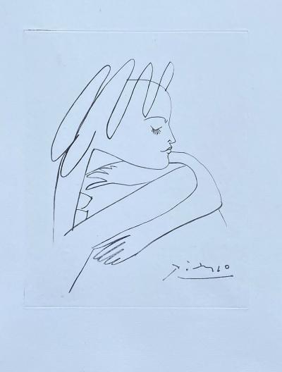Pablo PICASSO - Woman profile, 1954  - Etching signed in the plate 2