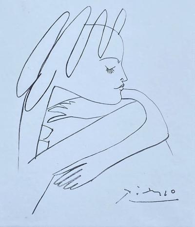 Pablo PICASSO - Woman profile, 1954  - Etching signed in the plate 2