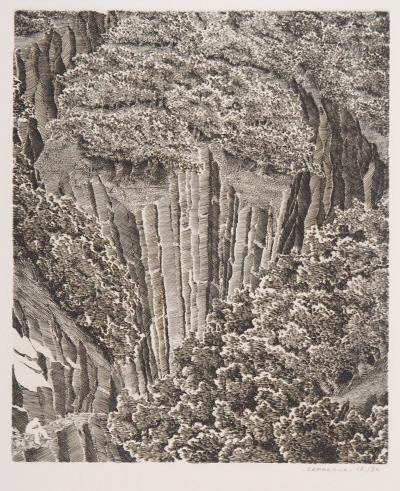 Maurice COPREAUX : Falaise surréaliste - Gravure originale signée 2
