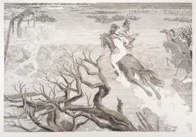 Maurice COPREAUX : L'amazone et les squelettes - Gravure originale signée 2