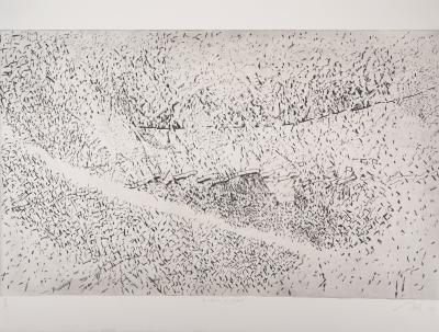François BEALU : Le chemin de Kebili, 1992 - Gravure originale signée 2