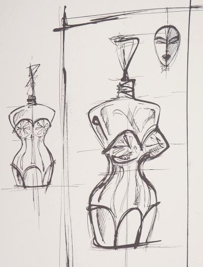 Jean-Paul GAULTIER (d’après) : Croquis pour Classique Femme - Lithographie originale signée 2