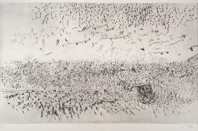 François BEALU : Paysage surréaliste - Gravure originale signée 2