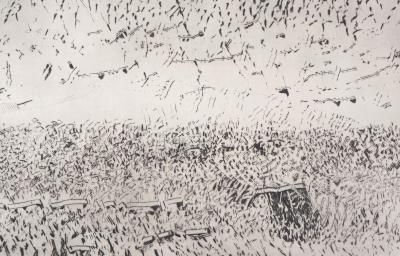 François BEALU : Paysage surréaliste - Gravure originale signée 2