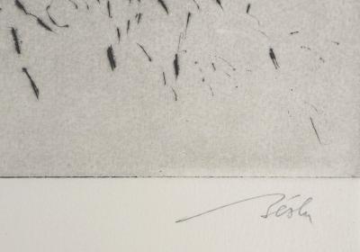 François BEALU : Paysage surréaliste - Gravure originale signée 2
