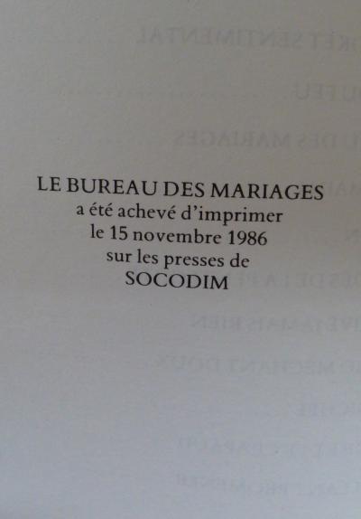 Hervé BAZIN - Le bureau des mariages, 1986 2