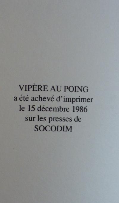 Hervé BAZIN - Vipère au poing, 1986 2