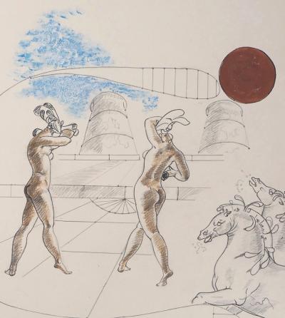 Maria MORGAN-SNELL : Les femmes nues et les chevaux - Dessin original signé 2