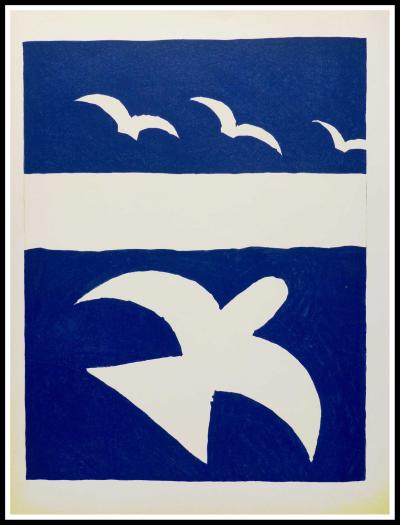 Georges BRAQUE - Oiseaux sur fond bleu III, 1955 - Lithographie 2