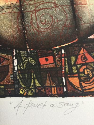 Alain LOISELET - A feu et à sang, 1975 - Gravure signée au crayon 2