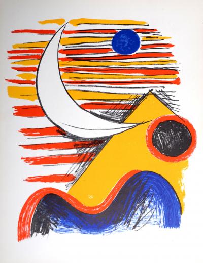 Alexandre CALDER - La Lune et la Montagne Jaune, 1960 - Lithograph 2
