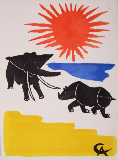 Alexander CALDER -  L’éléphant et le singe de Jupiter, 1966 - Original lithograph 2