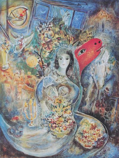 Marc CHAGALL (d’après) : La mariée aux fleurs - Lithographie signée et numérotée 2