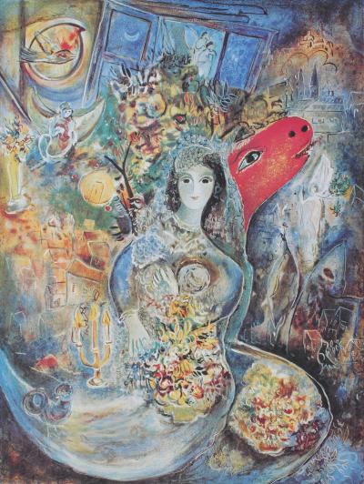 Marc CHAGALL (d’après) : La mariée aux fleurs, Lithographie signée et numérotée, 500ex 2