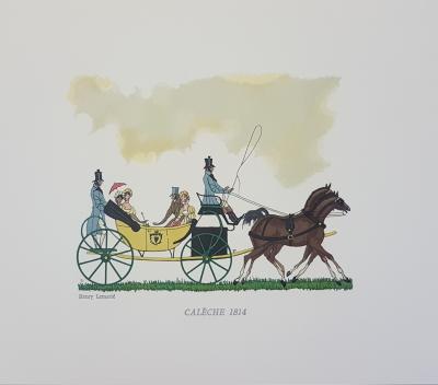 Henry LEMARIE - Calèche 1814 - Gravure sur bois originale 2