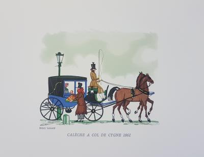 Henry LEMARIE - Calèche à col de cygne - Gravure sur bois originale 2