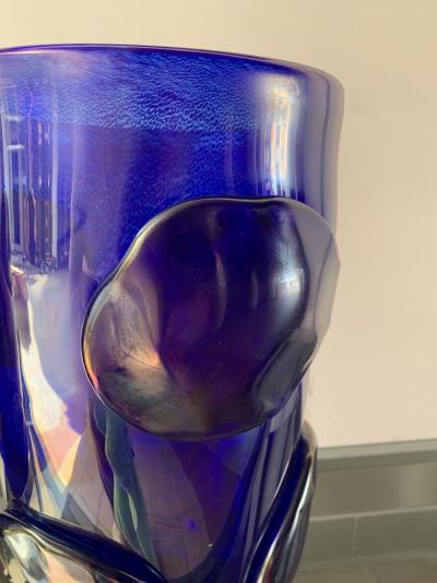 Sergio Costantini - Paire de vases bleus avec pastilles en verre de Murano, circa 1990 2
