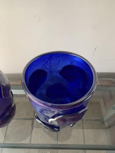 Sergio Costantini - Paire de vases bleus avec pastilles en verre de Murano, circa 1990 2
