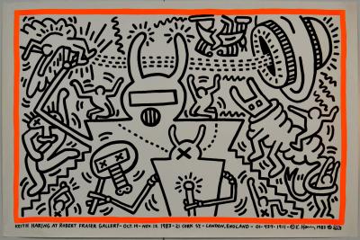 Keith HARING - Keith Haring à la Robert Fraser Gallery, 1983 - Affiche lithographique et sérigraphiée originale 2