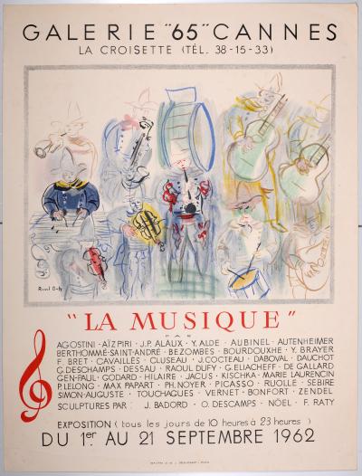Raoul DUFY- Galerie 65 Cannes, La Musique, 1962 - Affiche lithographique originale 2