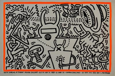 Keith HARING - Keith Haring à la Robert Fraser Gallery, 1983 - Affiche lithographique et sérigraphiée originale 2
