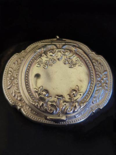 Pendentif poudrier miroir ancien en argent 2