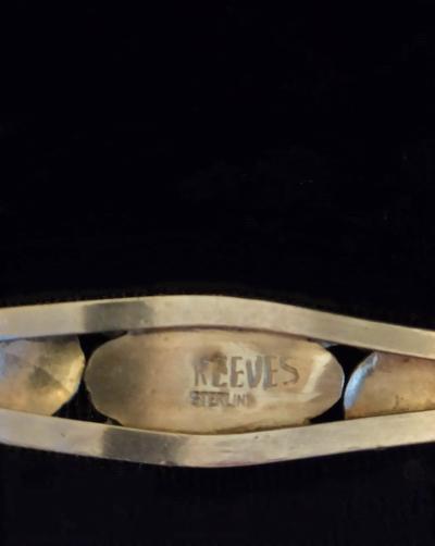 Bracelet Jonc Navajo amérindien en argent et turquoise - Signé 2
