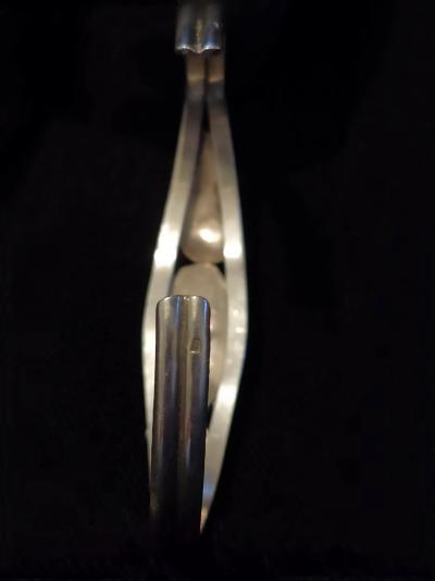 Bracelet Jonc Navajo amérindien en argent et turquoise - Signé 2