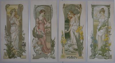 Elisabeth SONREL - Four Flowers, 1900 - Set of 4 original lithographs 2