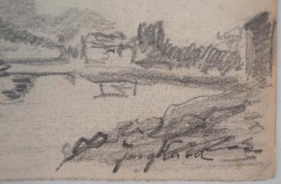 Johan-Barthold JONGKIND - Moulins en Hollande - Dessin à la mine de plomb, Signé 2