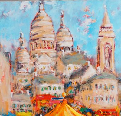 Urbain HUCHET - Montmartre au Carrousel - Huile sur toile Signée 2