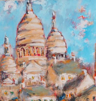 Urbain HUCHET - Montmartre au Carrousel - Huile sur toile Signée 2