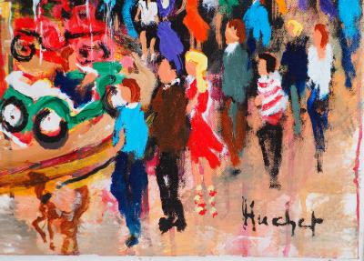 Urbain HUCHET - Montmartre au Carrousel - Huile sur toile Signée 2