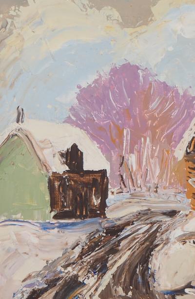 Paul Emile PISSARRO - Normandie : Village sous la neige, vers 1959 - Huile sur isorel Signée 2