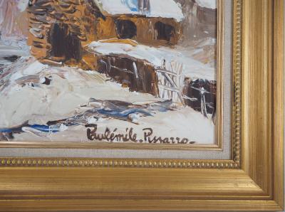 Paul Emile PISSARRO - Normandie : Village sous la neige, vers 1959 - Huile sur isorel Signée 2