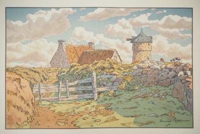 Henri RIVIERE - Bretagne, Le Vieux moulin à Loguivy, 1910 - Lithographie originale Signée 2