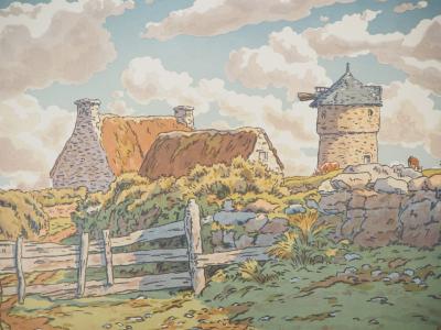 Henri RIVIERE - Bretagne, Le Vieux moulin à Loguivy, 1910 - Lithographie originale Signée 2