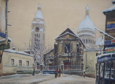 IG Gazi dit le Tatar  - Montmartre, le Sacré Coeur - Aquarelle originale signée 2