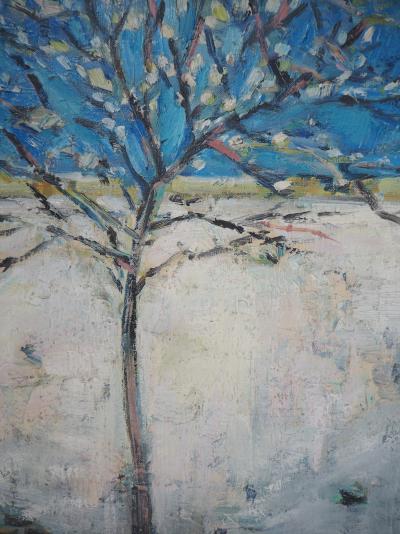Robert SAVARY - Spring, Tree in bloom - Oil on canvas, signed 2