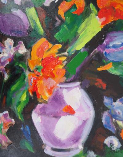 Pascal AMBROGIANI - Bouquet de Lys et Tulipes - Huile sur toile, signée 2