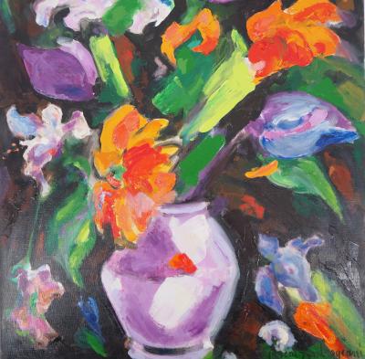 Pascal AMBROGIANI - Bouquet de Lys et Tulipes - Huile sur toile, signée 2