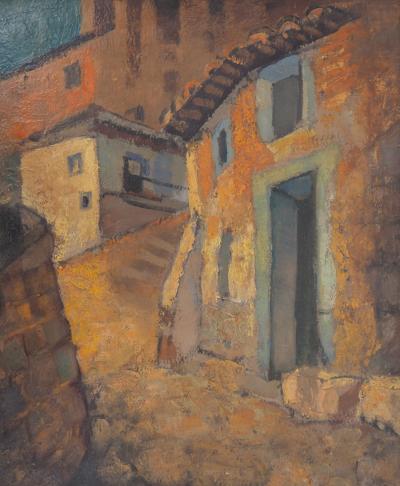 Louis TOFFOLI - Village fortifié en Espagne - Huile sur toile, Signée 2