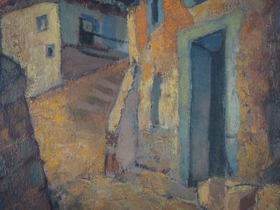 Louis TOFFOLI - Village fortifié en Espagne - Huile sur toile, Signée 2